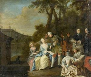 Gegenstucke: Feine Gesellschaft Im Freien. by Jean-Antoine Watteau