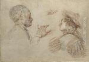 Two Men, Bust-length And Wearing Hats, With Subsidiary Studies Of Two Hands