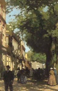 A sunny day on the Willemstraat, Scheveningen by Willem Bastiaan Tholen