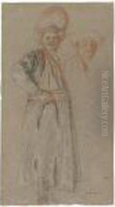 A Standing Man In Persian
Costume, And A Study Of The Head And Shoulders Of Another Man Wearing A
Cap by Jean-Antoine Watteau