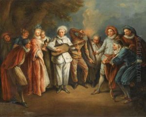 Actors Of The Italian Commedia Dell'arte by Jean-Antoine Watteau