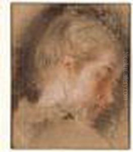 Tete De Jeune Femme Penchee Vers La Droite by Jean-Antoine Watteau