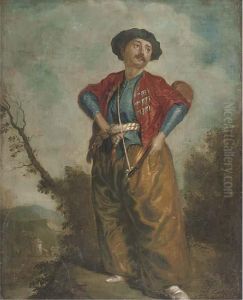 A Lute Player In A Landscape by Jean-Antoine Watteau