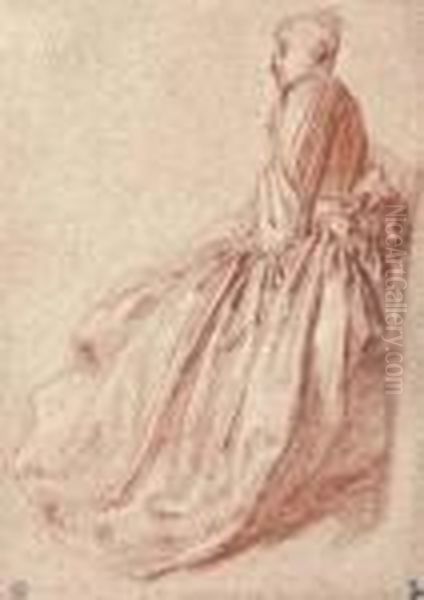 A Woman In A Long Dress, Seated In Profile To The Left - view 1