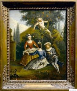 Figuren Im Park Mit Apfelbaum.
