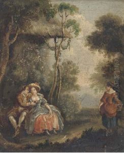 An Amorous Couple In A Landscape by Jean-Antoine Watteau