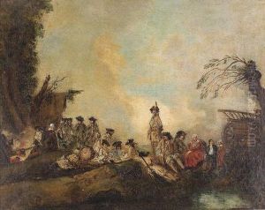 Rastende Soldaten. by Jean-Antoine Watteau