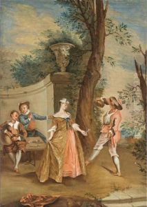 An Elegant Company Drinking And Playing Music In A Garden Setting