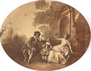 Elegant Company At Play by Jean-Antoine Watteau