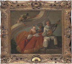 Elegant Figures From The Commedia Dell'arte by Jean-Antoine Watteau