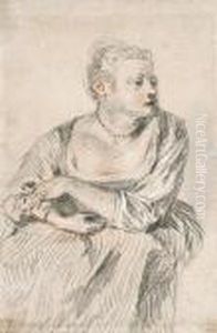 A Seated Woman With A Generous Dcollet, Her Arms Folded On Her Lap,looking To The Right A Seated Woman With A Generous Dcollet, Her Arms Folded On Her Lap,looking To The Right