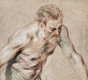 A Satyr, Half-length, Leaning Forward To The Right
