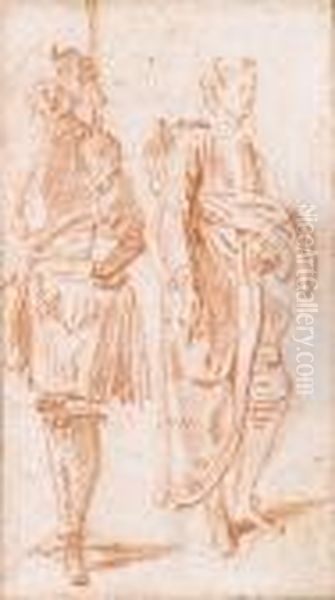 Two Standing Soldiers, One Wearing A Hat - view 1