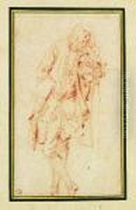 A Man Leaning Against A Pillar