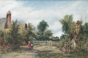 Landscape With Figures Beside A Cottage