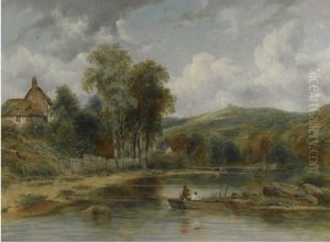 River Landscape With A Ferry