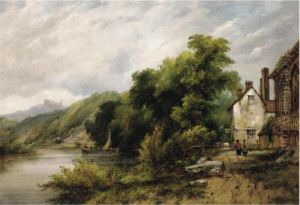 Wooded River Landscape by Frederick Waters Watts