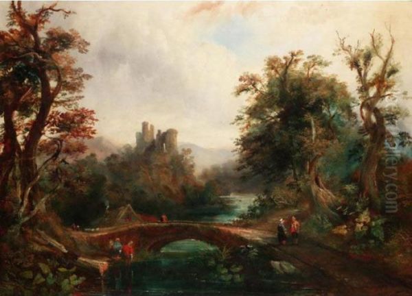 An Extensive River Landscape With Ruins Beyond - view 1