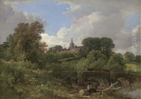 Figures Resting By A Bridge - view 1