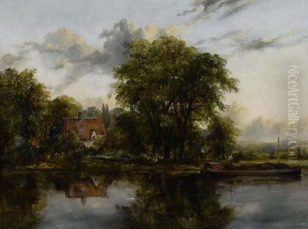 Flusslandschaft Mit Warenboot. - view 1