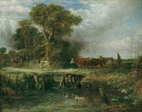 Landschaft Mit Vieh Auf Einem Steg. - view 1