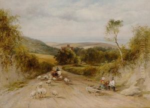 Figures Resting By The Wayside, A Coastal View Beyond Figures Resting By The Wayside, A Coastal View Beyond