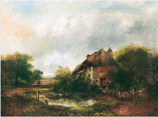 A View With A Cottage And Ducks On A Pond - view 1