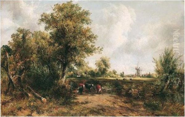 Wooded Landscape With A Drover And Cattle - view 1