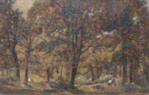 A Woodland Scene With Figures A Woodland Scene With Figures