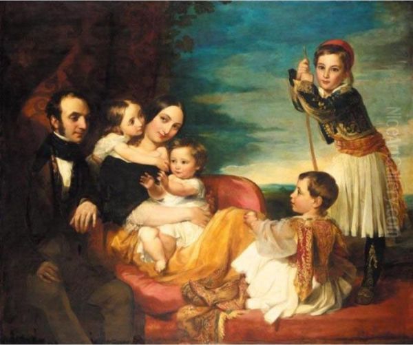 Alexander Constantine Ionides
And His Wife Euterpe, With Their Children Constantine Alexander, Aglaia,
Luke And Alecco - view 1