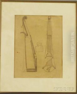 Sketch Of A Viol With Sympathetic Strings. by Frederick Judd Waugh