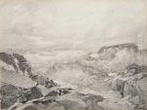 Study Of A Rocky Coastline With Crashing Waves by Frederick Judd Waugh