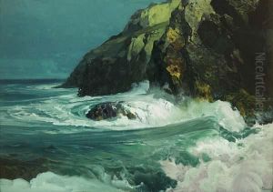 Breaking Waves Along A Rocky Coast by Frederick Judd Waugh