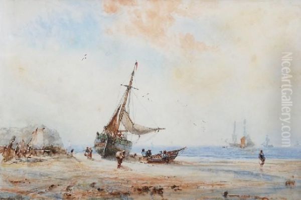 Figures And Fishing Boats On The Shore - view 1