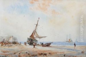 Figures And Fishing Boats On The Shore