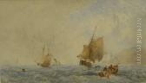 Fishing Boats In Choppy Seas Off Whitby - view 1