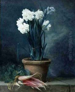 Still Life of Narcissi in a Terracotta Pot by Guillaume-Thomas-Raphael Taraval