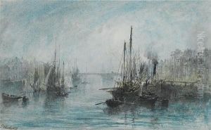 The Inner Harbour At Whitby by George Weatherill