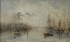 Busy Shipping Scene. by George Weatherill