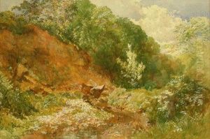 Wooded Landscape With Stream by George Weatherill