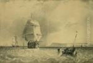 After George Chambers: Shipping Off The Coast by George Weatherill