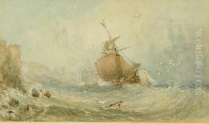 Fishing Boats Off The Coast by George Weatherill