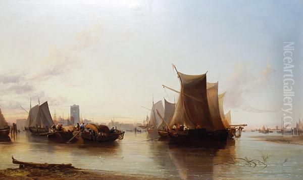 Moored Boats At Sunset - view 1