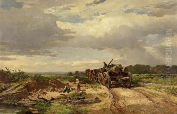 English Landscape With Horse-drawn Carriage - view 1