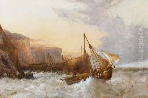 Fishing Boat In A Stormy Off A Pier
