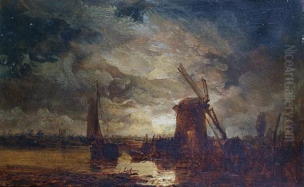A Windmill By Moonlight - view 1
