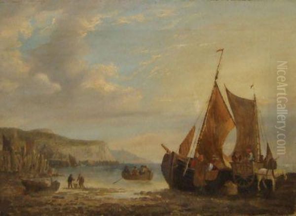 Coastal Scene With Figures And Boats - view 1