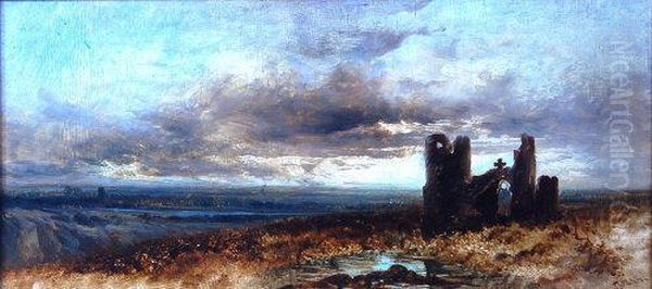 Moorland Landscape With Derelict Castle - view 1