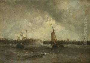 Shipping Off A Quay by James Webb