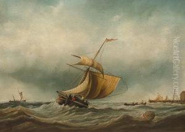 Shipping In Stormy Seas By A Jetty - view 1